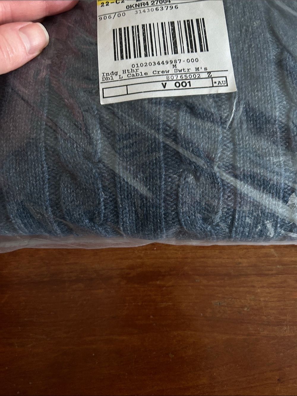 L.L. Bean Men’s Double L Cable Crewneck Sweater Indigo Heather Medium Cotton - Picture 2 of 3